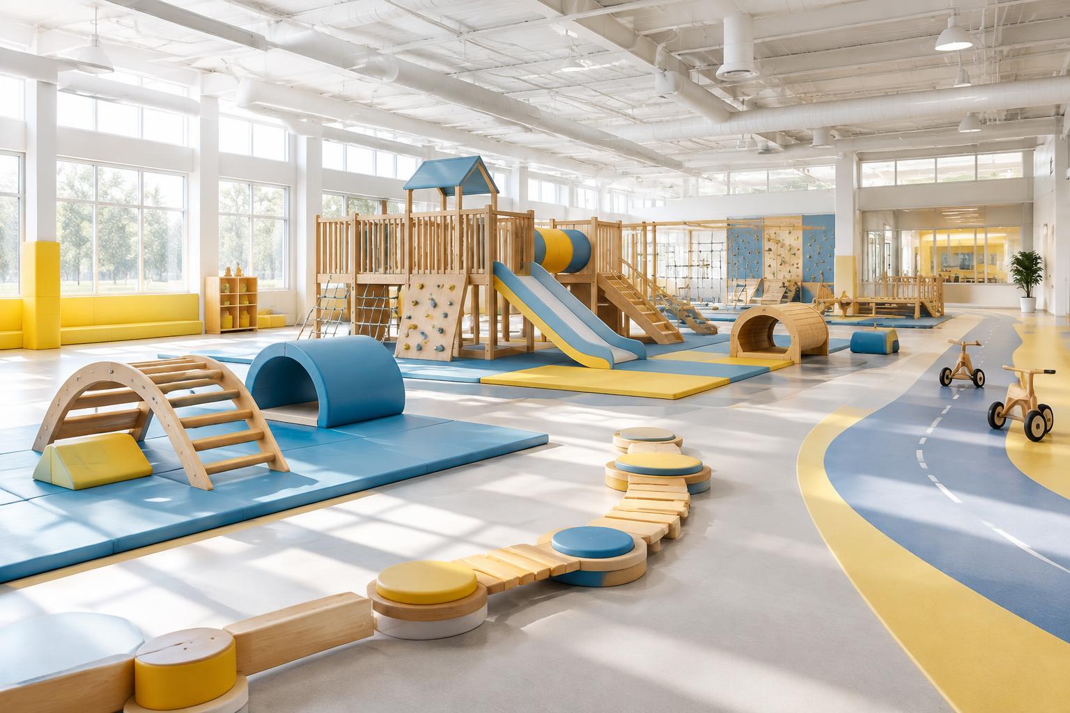 Concept image of a bright indoor play arena